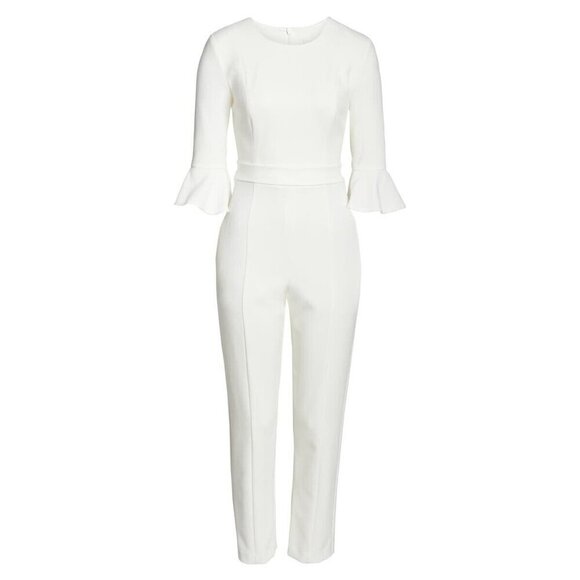 NWT Black Halo Brooklyn Jumpsuit in Porcelain White Slim Leg One-Piece 12 $460